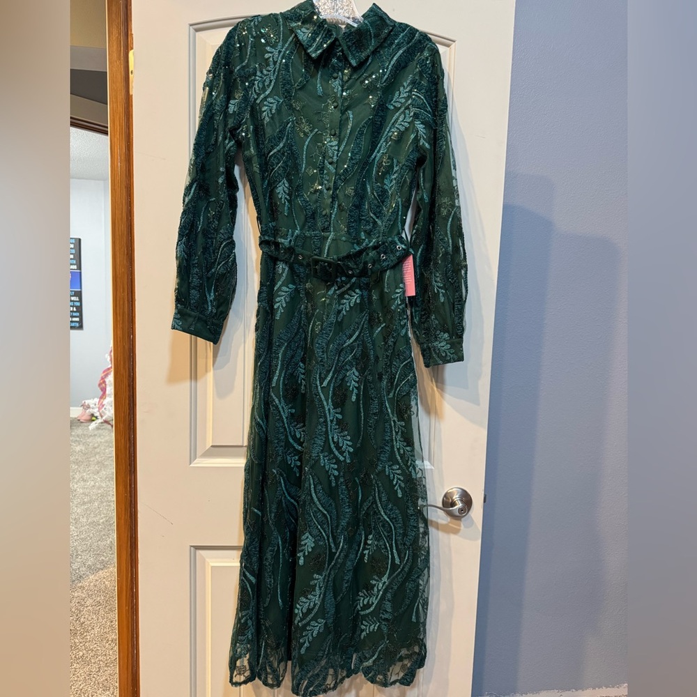 NWT Ivy City Clover Dress in Emerald - Picture 3 of 8